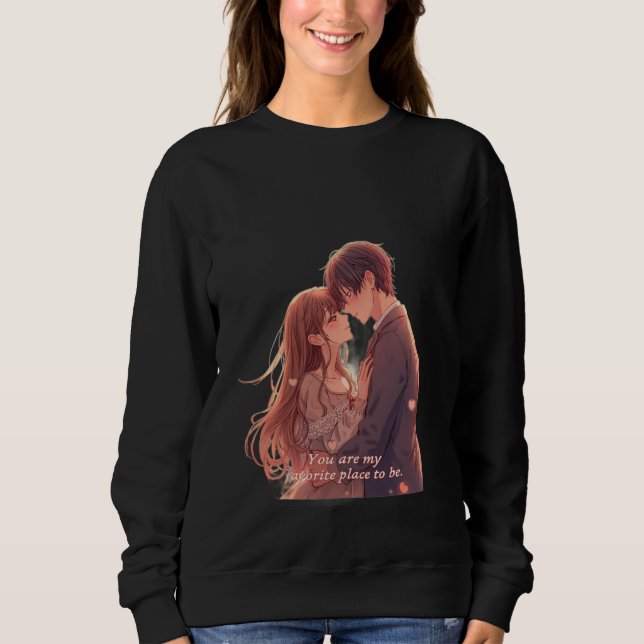 Romantic Anime Couple - Valentine's Day  Aesthetic Sweatshirt (Vorderseite)