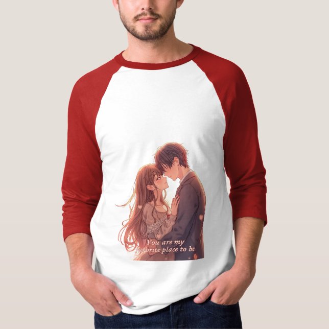 Romantic Anime Couple - Valentine's Day  Aesthetic T-Shirt (Vorderseite)