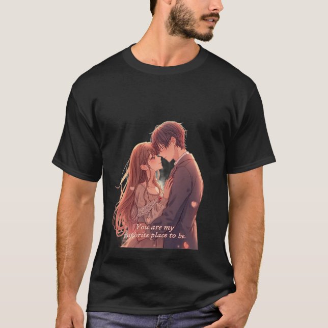 Romantic Anime Couple - Valentine's Day  Aesthetic T-Shirt (Vorderseite)