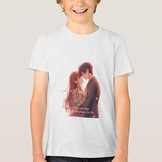 Romantic Anime Couple - Valentine's Day  Aesthetic Tri-Blend Shirt (Vorderseite)