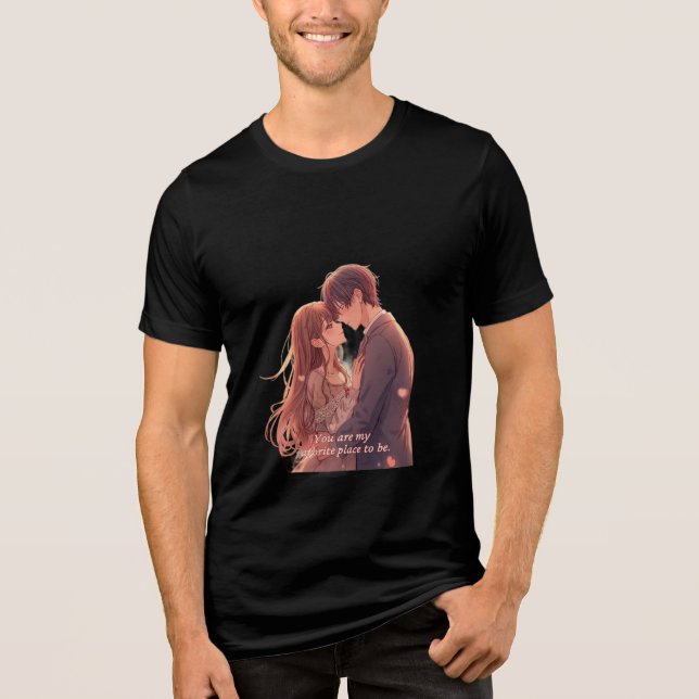 Romantic Anime Couple - Valentine's Day  Aesthetic Tri-Blend Shirt (Vorderseite)