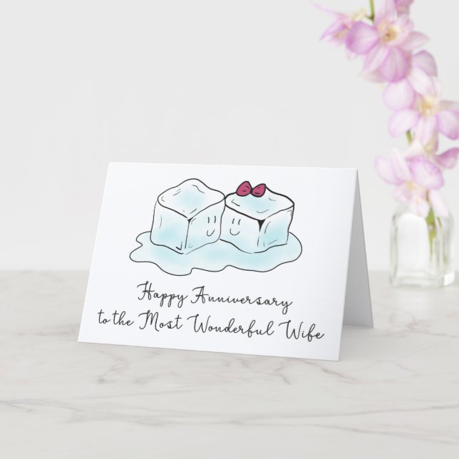 Romantic Anniversary Card for Wife Cartoon Ice     Karte (Orchidee)