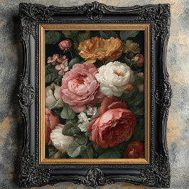Romantic Antique Dark Moody Floral Art Print Poster