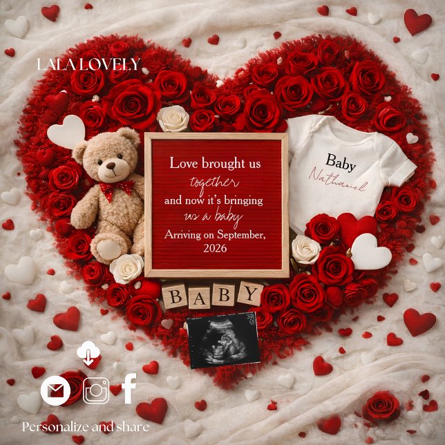 Romantic baby reveal pregnancy announcement card ankündigung (Von Creator hochgeladen)