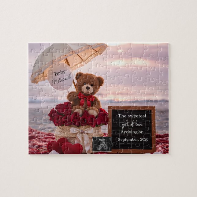 Romantic Baby Reveal Pregnancy announcement gift  Puzzle (Horizontal)