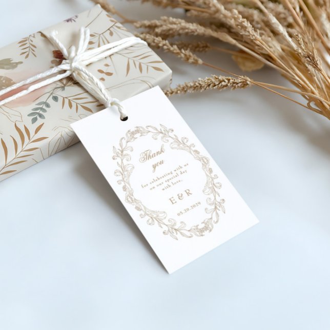 Romantic Baroque Ornate Frame Wedding Geschenkanhänger (Von Creator hochgeladen)