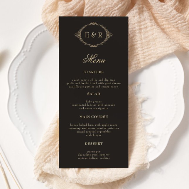 Romantic Baroque Ornate Frame Wedding Menu Card Menükarte (Von Creator hochgeladen)