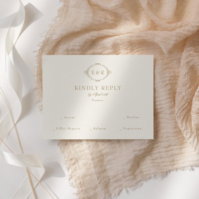 Romantic Baroque Ornate Frame Wedding RSVP Karte (Von Creator hochgeladen)