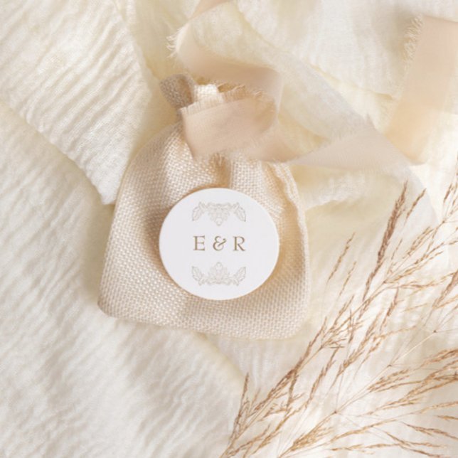 Romantic Baroque Ornate Frame Wedding Runder Aufkleber (Von Creator hochgeladen)