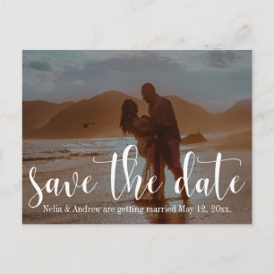 Romantic Beach Foto Typografie 30 Save the Date 1 Ankündigungspostkarte