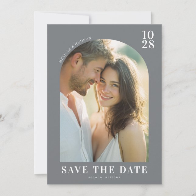 Romantic Beige Minimalist Photo Save The Date (Vorderseite)