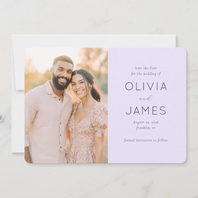 Romantic Beige Minimalist Photo Save The Date (Vorderseite)