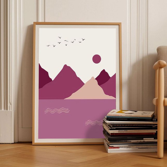 Romantic Berry Abstract Art Mountains Sunset Emoti Poster (Von Creator hochgeladen)