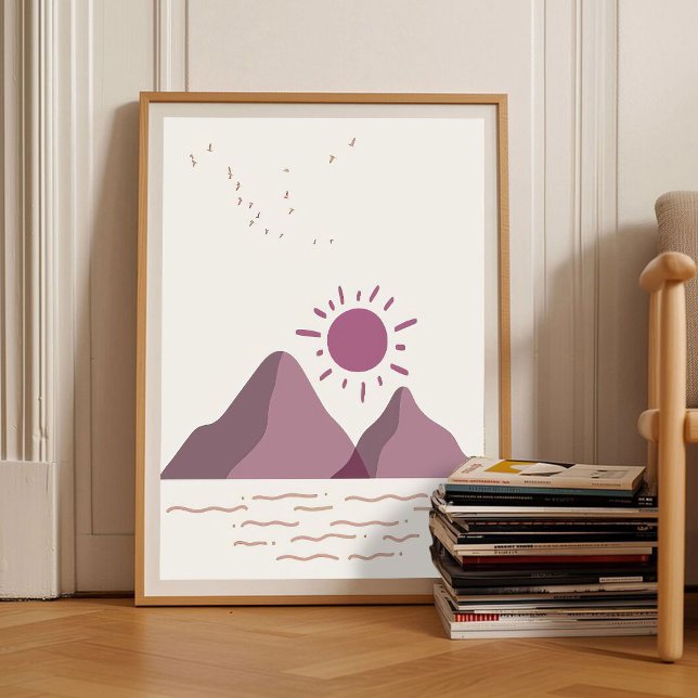 Romantic Berry Abstract Art Sunset Mountains Wall  Poster (Von Creator hochgeladen)