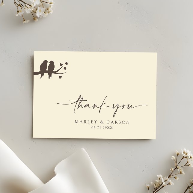 Romantic Birds Classic Formal Wedding Dankeskarte (Von Creator hochgeladen)
