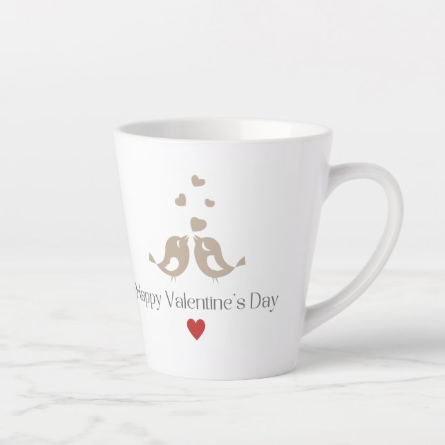 Romantic Birds Valentine's Day Mug, Cute Love Gift Milchtasse (Rechts)