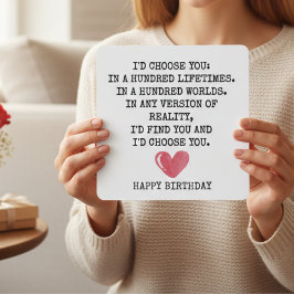 Romantic Birthday Card for Wife – I’d Choose You  Feiertagskarte