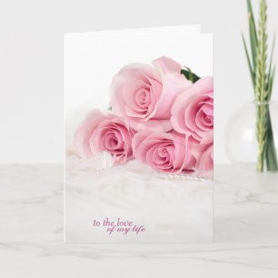 romantic birthday-pink roses on fur karte