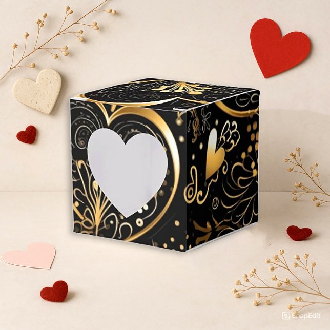 Romantic Black Gold Heart Valentine Geschenkschachtel (Von Creator hochgeladen)