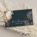 Romantic Blooms Elegant Feminine Floral Visitenkarte<br><div class="desc">A beautifully elegant and feminine business card with contemporary appeal this unique design has subtle light and shadows with lovely feminine double tulips, white berries, and Icelandic poppies. The color scheme includes off-white flowers with slight tinges of pale blush and a luxurious deep slate gray background. The type face pairings...</div>