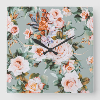 Romantic Blossom Haven Quadratische Wanduhr