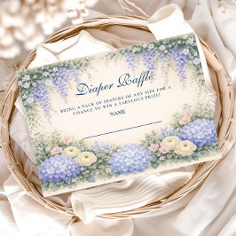 Romantic Blue Hydrangea Garden Diapper Raffle Begleitkarte
