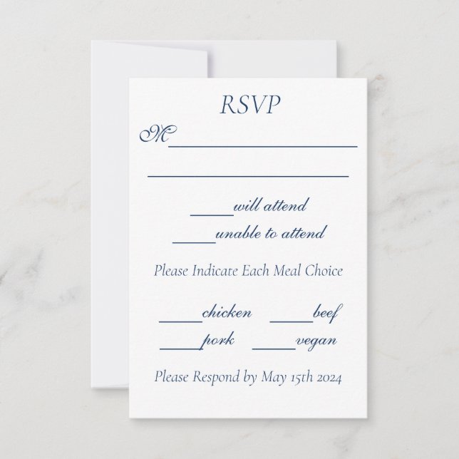 Romantic Blue Regency Gay Botanical Silhouette  RSVP Karte (Vorderseite)