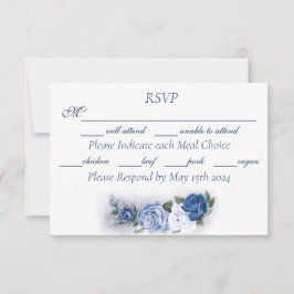 Romantic Blue Regency Gay Botanical Silhouette  RSVP Karte