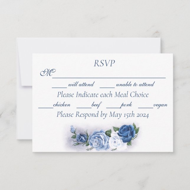 Romantic Blue Regency Gay Botanical Silhouette  RSVP Karte (Vorderseite)