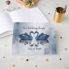 Romantic Blue Swan Wedding Gästebuch