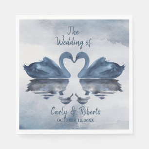 Romantic Blue Swan Wedding Serviette