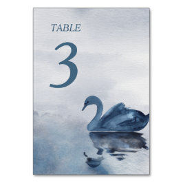 Romantic Blue Swan Wedding Tischnummer