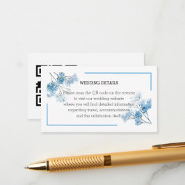 Romantic Blue Watercolor Forget-Me-Nots Wedding QR Begleitkarte