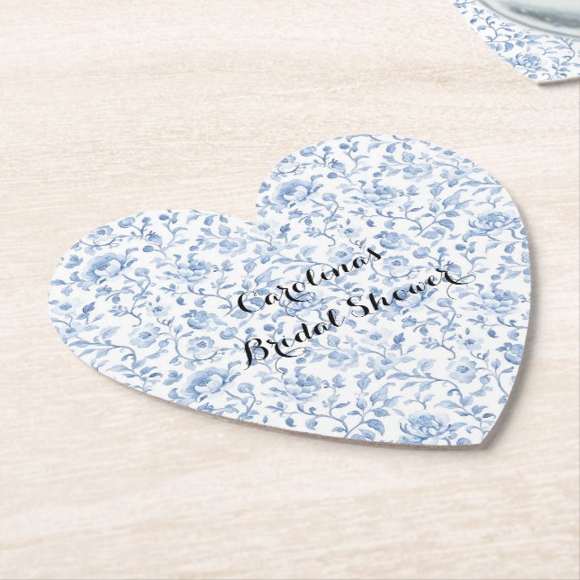 Romantic Blue White Floral Bridal Shower Untersetzer (angewinkelt)