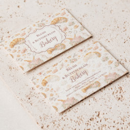 Romantic Blush Croissant Bakery Business Visitenkarte