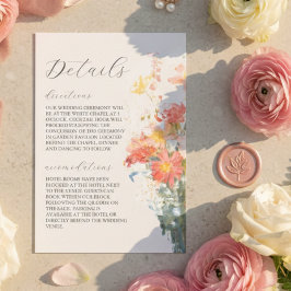 Romantic Blush Painted Floral Wedding Details Begleitkarte