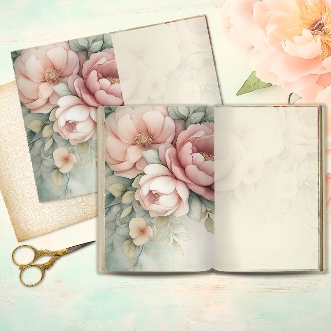 Romantic Blush Peony Junk Journal Page (Von Creator hochgeladen)