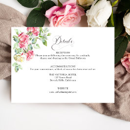 Romantic Blush Pink/Ivory Watercolor Roses Wedding Begleitkarte