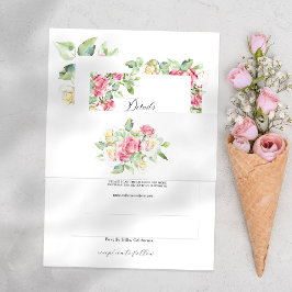 Romantic Blush Pink/Ivory Watercolor Roses Wedding Einladungsbanderole