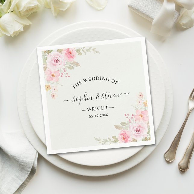 Romantic Blush Rose Wedding Serviette (Von Creator hochgeladen)