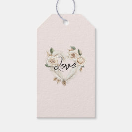 Romantic Blush Roses Feathers Heart Wedding Geschenkanhänger