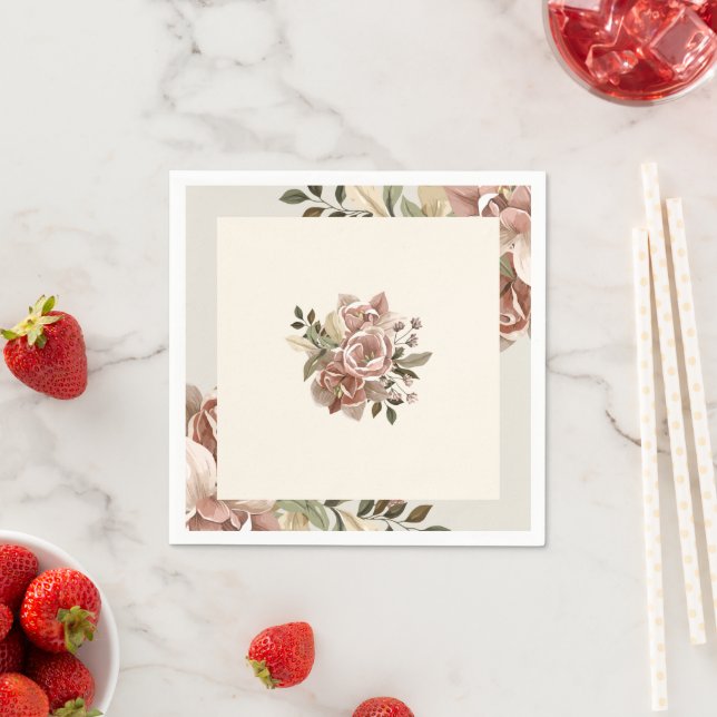 Romantic Blush Watercolor Floral Napkin Serviette (Beispiel)