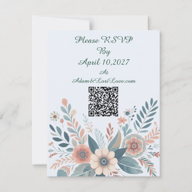 Romantic Bohemian Floral Wedding RSVP Karte (Vorderseite)