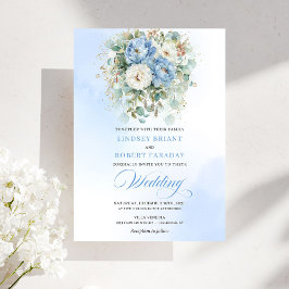 Romantic Bohemian Pastel Blue Peony Wedding Invite Einladung