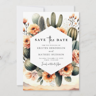 Romantic Boho Cactus Wedding Save The Date