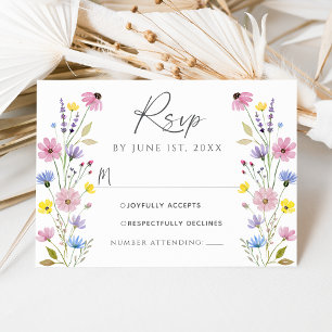 Romantic Boho Garden Wildblume Wedding RSVP Card Einladung