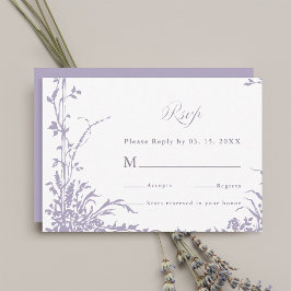 Romantic Botanical Arch Garden Lavender Wedding RSVP Karte