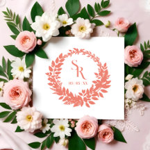 Romantic Botanical Wreath Wedding Initials