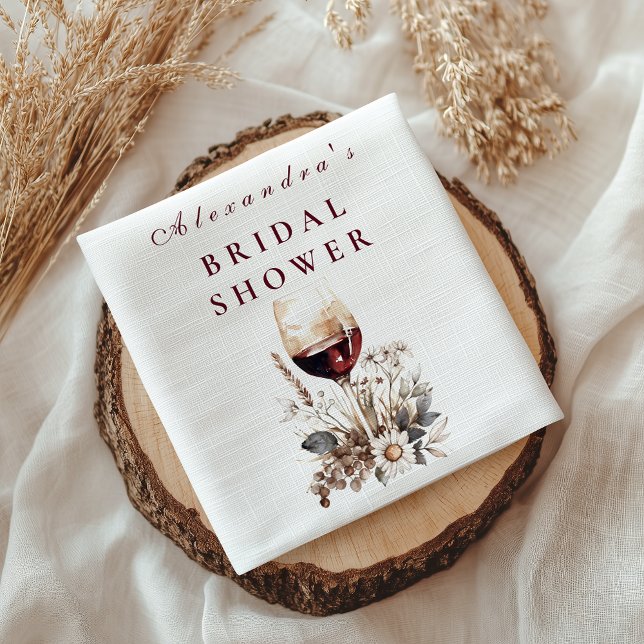 Romantic Burgundy Rose Wine Bridal Shower Serviette (Von Creator hochgeladen)