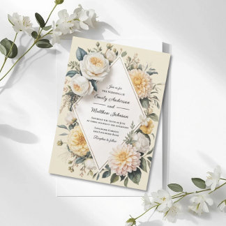 Romantic Butter Yellow Garden Wedding Invitation Einladung